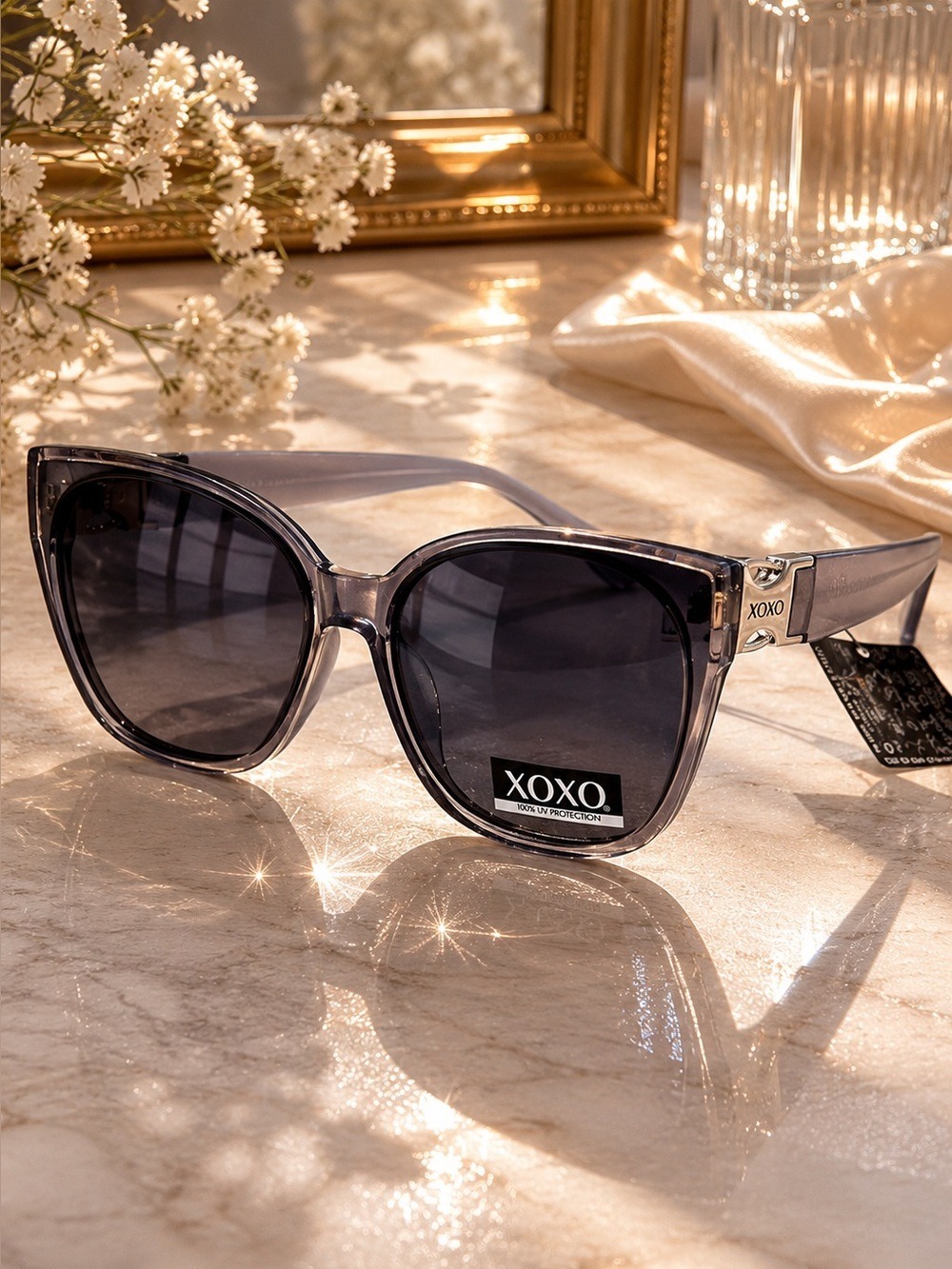 XOXO Sunglasses Cat Eye Frames Smokey gray blue Lenses